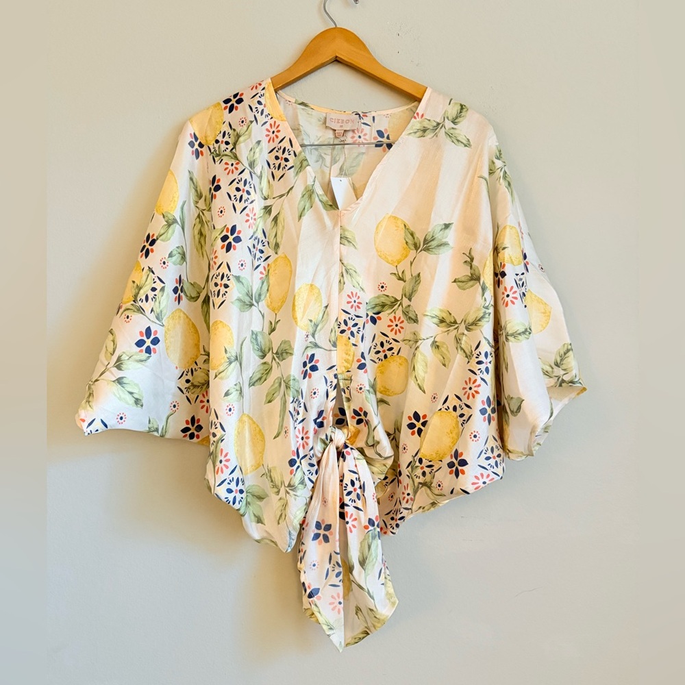 Ciebon Floral Lemon Print Women's Top